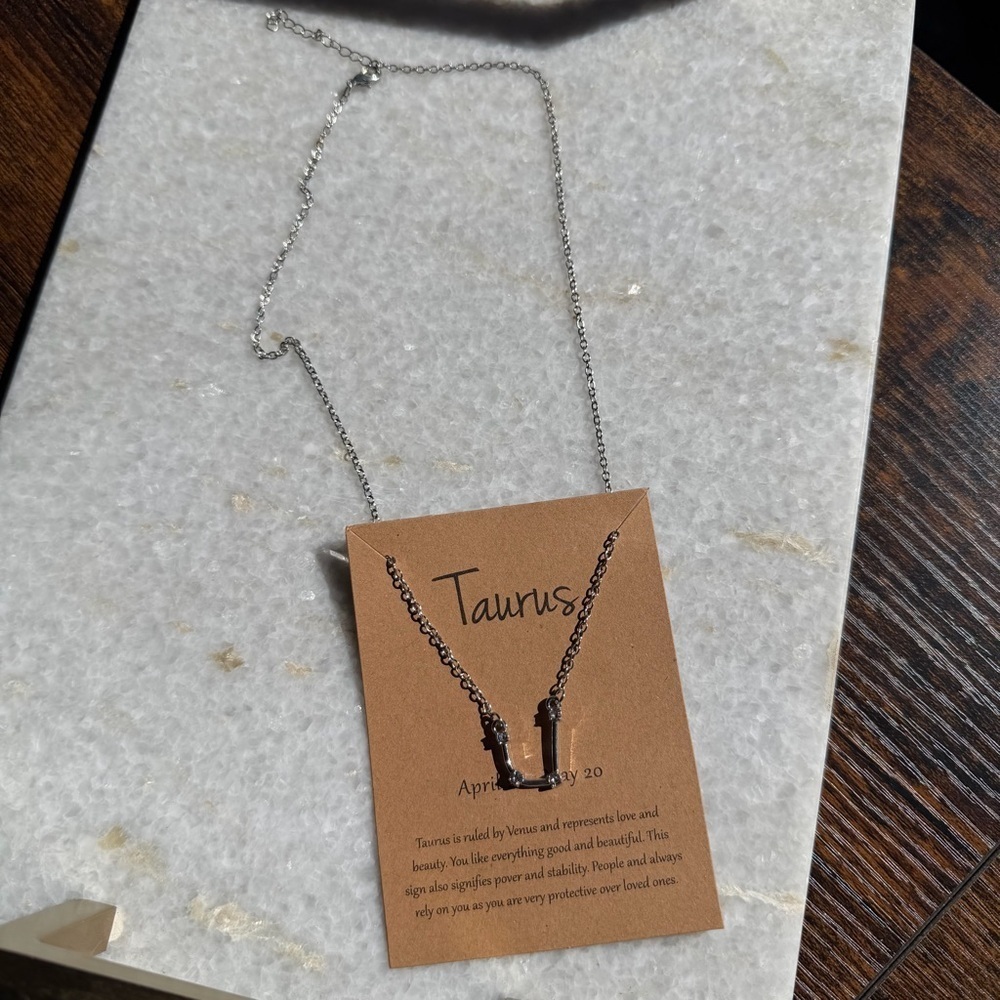 Silver Taurus Zodiac Constellation Necklace - Picture 2 of 4